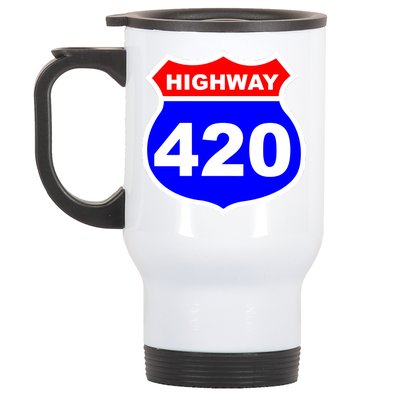 Highway 420 Sign Weed Stainless Steel Travel Mug