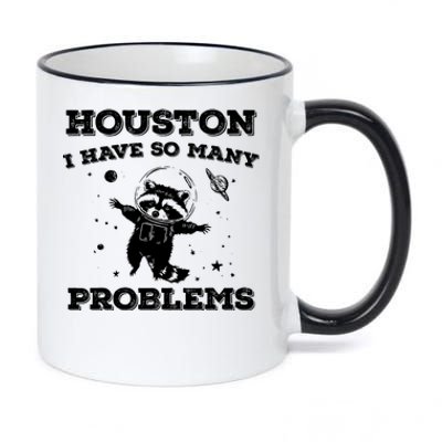 Houston I Have So Many Problems Retro 90s Raccoon In Space 11oz Black Color Changing Mug