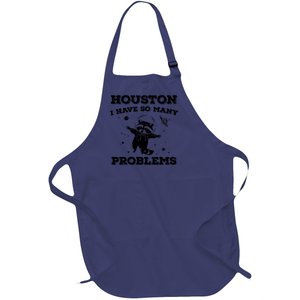 Houston I Have So Many Problems Retro 90s Raccoon In Space Full-Length Apron With Pockets