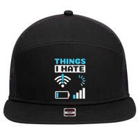 Hings I Hate Programmer Gamer Computer Nerd Funny Gift 7 Panel Mesh Trucker Snapback Hat