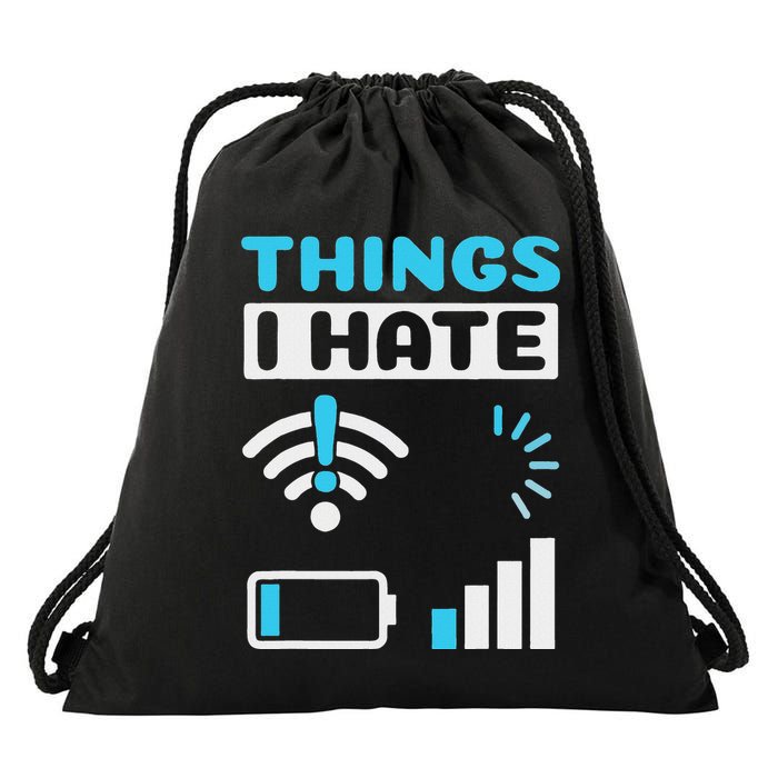 Hings I Hate Programmer Gamer Computer Nerd Funny Gift Drawstring Bag