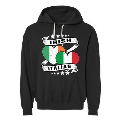 Half Irish Half Italian, Irish Italian Flag Garment-Dyed Fleece Hoodie