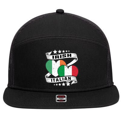 Half Irish Half Italian, Irish Italian Flag 7 Panel Mesh Trucker Snapback Hat