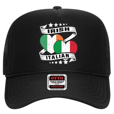 Half Irish Half Italian, Irish Italian Flag High Crown Mesh Back Trucker Hat