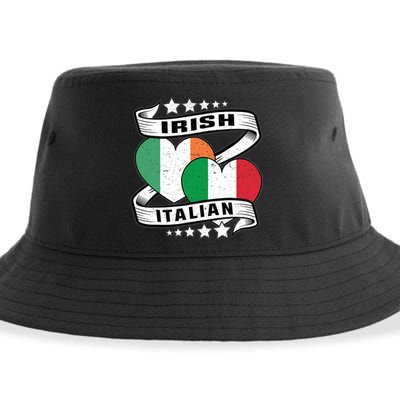 Half Irish Half Italian, Irish Italian Flag Sustainable Bucket Hat