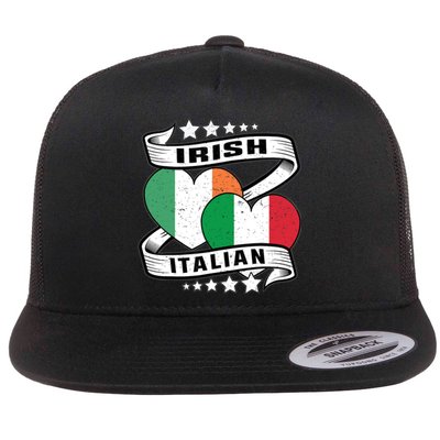 Half Irish Half Italian, Irish Italian Flag Flat Bill Trucker Hat