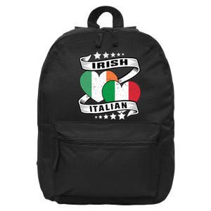 Half Irish Half Italian, Irish Italian Flag 16 in Basic Backpack