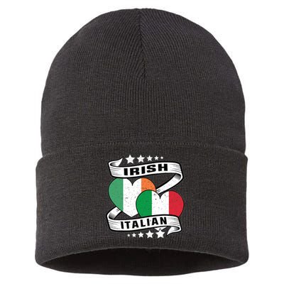 Half Irish Half Italian, Irish Italian Flag Sustainable Knit Beanie