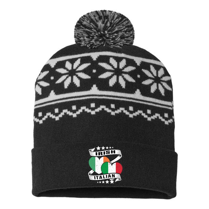 Half Irish Half Italian, Irish Italian Flag USA-Made Snowflake Beanie