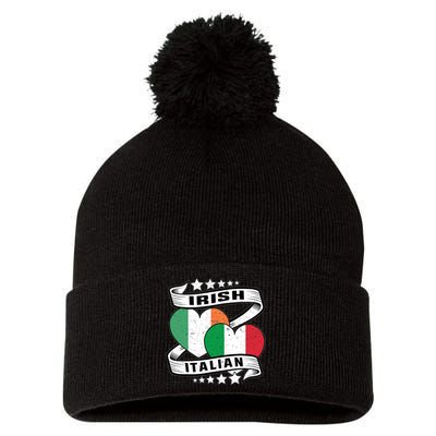 Half Irish Half Italian, Irish Italian Flag Pom Pom 12in Knit Beanie