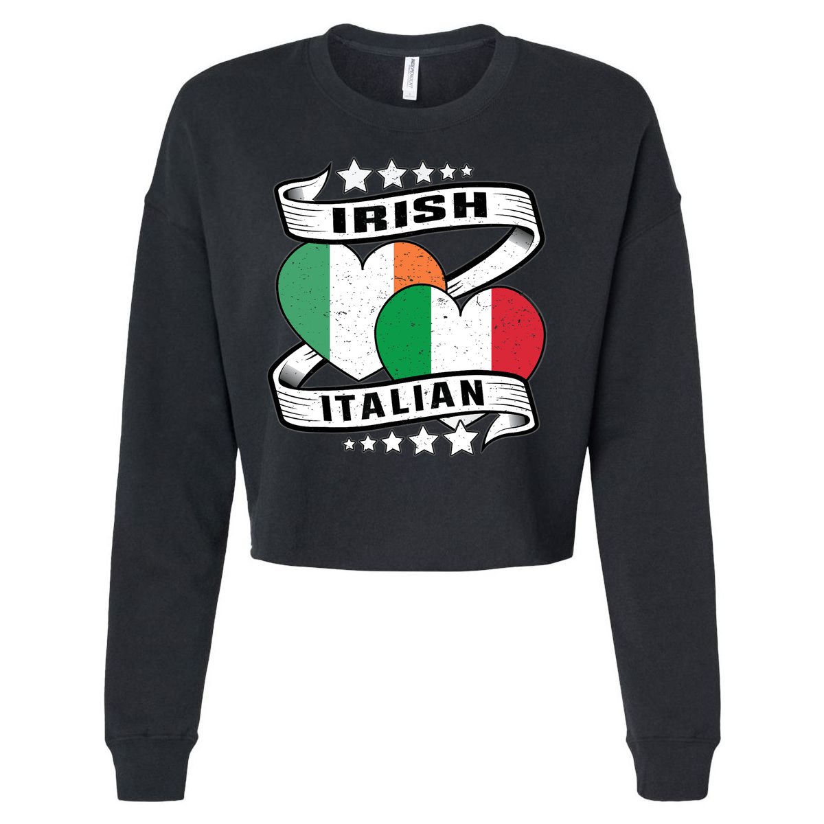 Half Irish Half Italian, Irish Italian Flag Cropped Pullover Crew