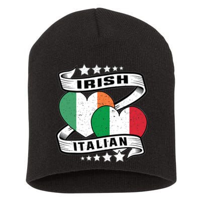 Half Irish Half Italian, Irish Italian Flag Short Acrylic Beanie