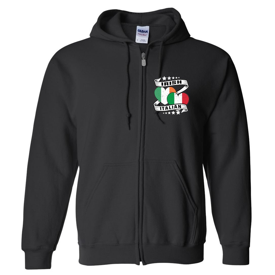 Half Irish Half Italian, Irish Italian Flag Full Zip Hoodie