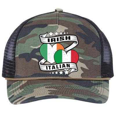 Half Irish Half Italian, Irish Italian Flag Retro Rope Trucker Hat Cap