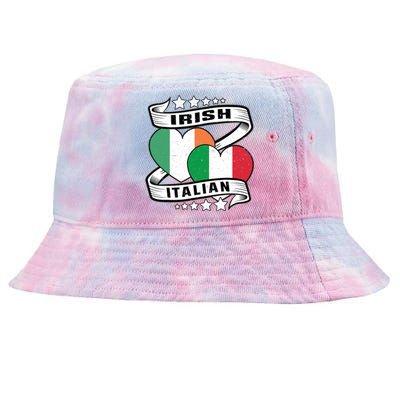 Half Irish Half Italian, Irish Italian Flag Tie-Dyed Bucket Hat