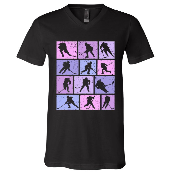 Hockey Ice Hockey V-Neck T-Shirt