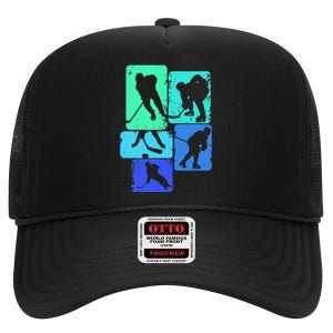 Hockey Ice Hockey Player High Crown Mesh Back Trucker Hat