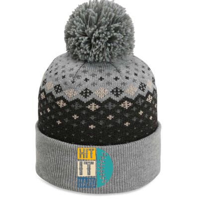 Hit It Hard Baseball Gift The Baniff Cuffed Pom Beanie