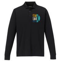 Hit It Hard Baseball Gift Performance Long Sleeve Polo