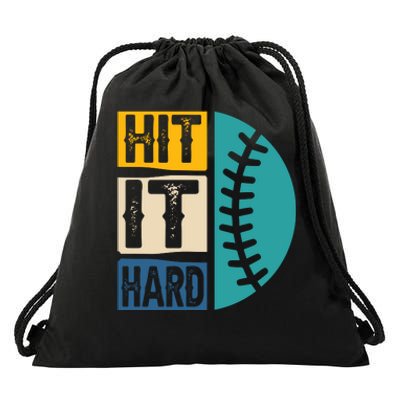 Hit It Hard Baseball Gift Drawstring Bag