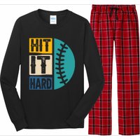 Hit It Hard Baseball Gift Long Sleeve Pajama Set