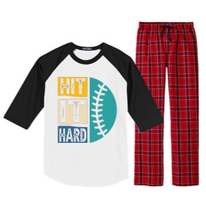 Hit It Hard Baseball Gift Raglan Sleeve Pajama Set