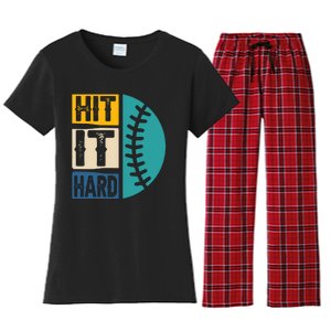 Hit It Hard Baseball Gift Women's Flannel Pajama Set