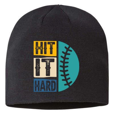 Hit It Hard Baseball Gift Sustainable Beanie