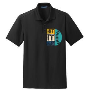 Hit It Hard Baseball Gift Dry Zone Grid Polo