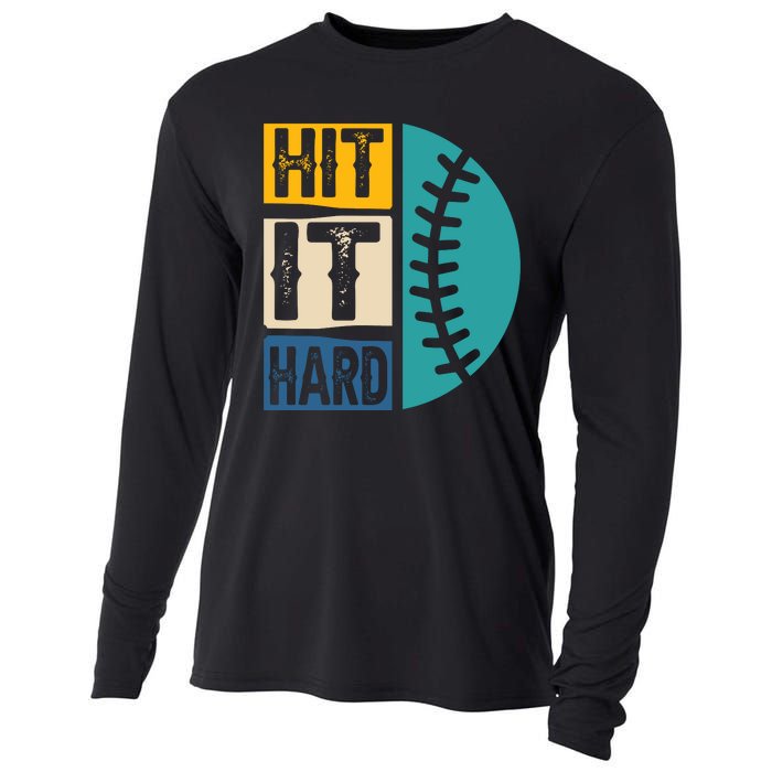 Hit It Hard Baseball Gift Cooling Performance Long Sleeve Crew