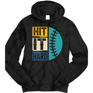 Hit It Hard Baseball Gift Tie Dye Hoodie