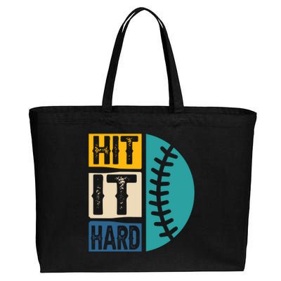 Hit It Hard Baseball Gift Cotton Canvas Jumbo Tote