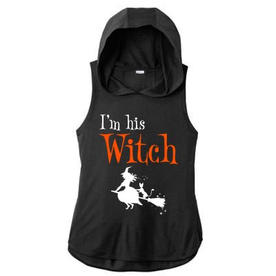 Halloween Im His Witch Matching Funny Costume For Couples Ladies PosiCharge Tri-Blend Wicking Draft Hoodie Tank