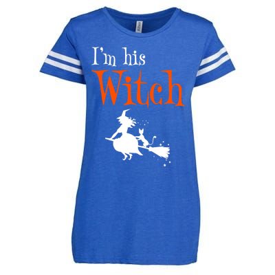 Halloween Im His Witch Matching Funny Costume For Couples Enza Ladies Jersey Football T-Shirt