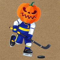 Halloween Ice Hockey Player Pumpkin Head Scary Cotton Canvas Backpack