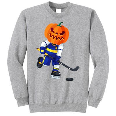 Halloween Ice Hockey Player Pumpkin Head Scary Tall Sweatshirt