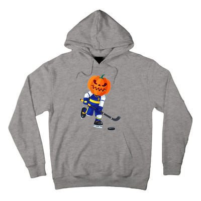 Halloween Ice Hockey Player Pumpkin Head Scary Tall Hoodie