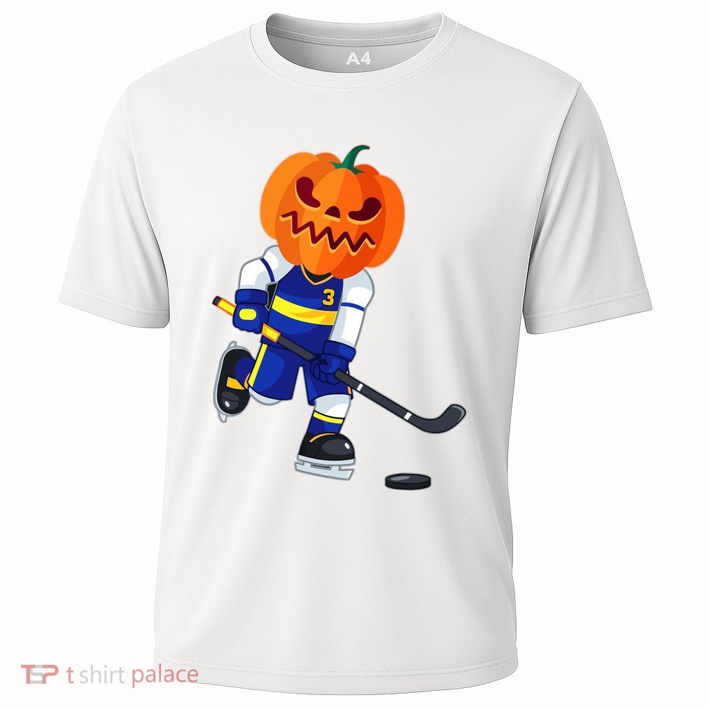 Halloween Ice Hockey Player Pumpkin Head Scary Performance Shirt