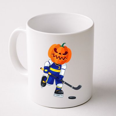 Halloween Ice Hockey Player Pumpkin Head Scary Mug