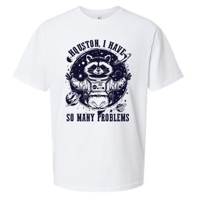 Houston I Have So Many Problems Funny Raccoon In Space Vintage Sueded Cloud Jersey T-Shirt