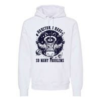 Houston I Have So Many Problems Funny Raccoon In Space Vintage Premium Hoodie