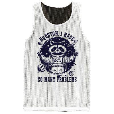 Houston I Have So Many Problems Funny Raccoon In Space Vintage Mesh Reversible Basketball Jersey Tank