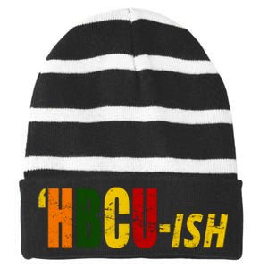 HBCU Ish Historically Black College Alumni Striped Beanie with Solid Band