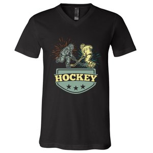 Hockey Ice Hockey Player V-Neck T-Shirt