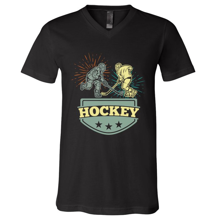 Hockey Ice Hockey Player V-Neck T-Shirt