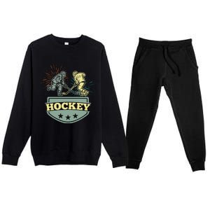 Hockey Ice Hockey Player Premium Crewneck Sweatsuit Set