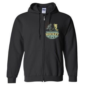 Hockey Ice Hockey Player Full Zip Hoodie