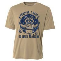 Houston I Have So Many Problems Funny Raccoon In Space Vintage Animal Cooling Performance Crew T-Shirt