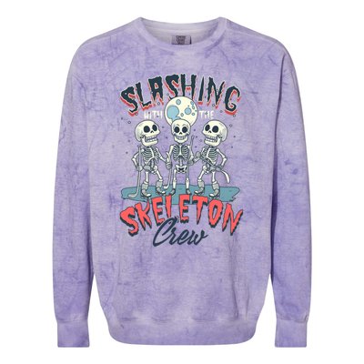 Halloween Ice Hockey Slashing With The Skeleton Crew Cute Gift Colorblast Crewneck Sweatshirt