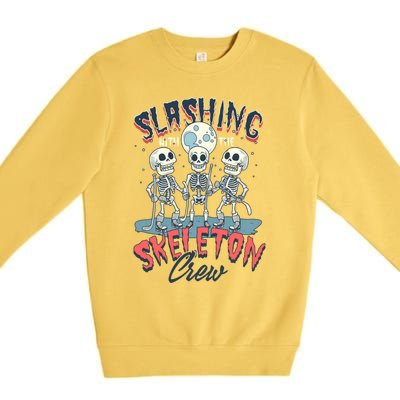 Halloween Ice Hockey Slashing With The Skeleton Crew Cute Gift Premium Crewneck Sweatshirt